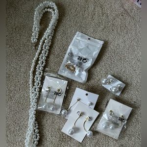 Bridal Pearl Earring and Belt Bundle NWT